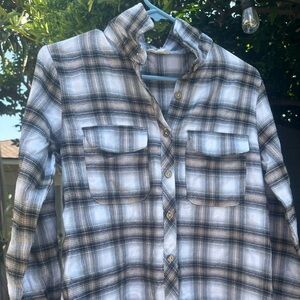 Grey flannel shirt breezy boho